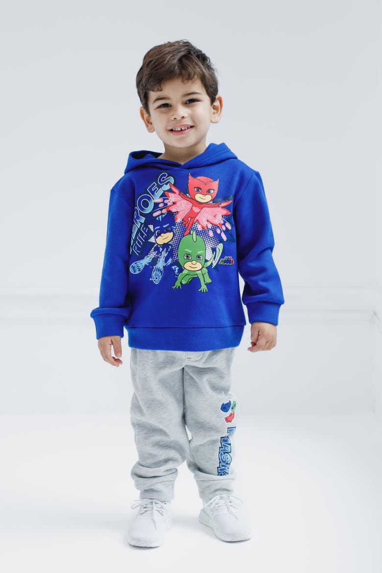 Fleece Hoodie & Pants Set, Alternate, color, blue / gray
