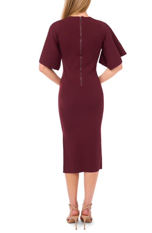 Ted Baker Flare Sleeve Midi Dress In Burgundy
