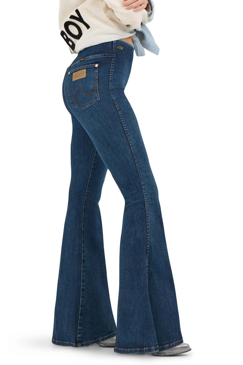 Western Flare Leg Jeans, Alternate, color, DARK