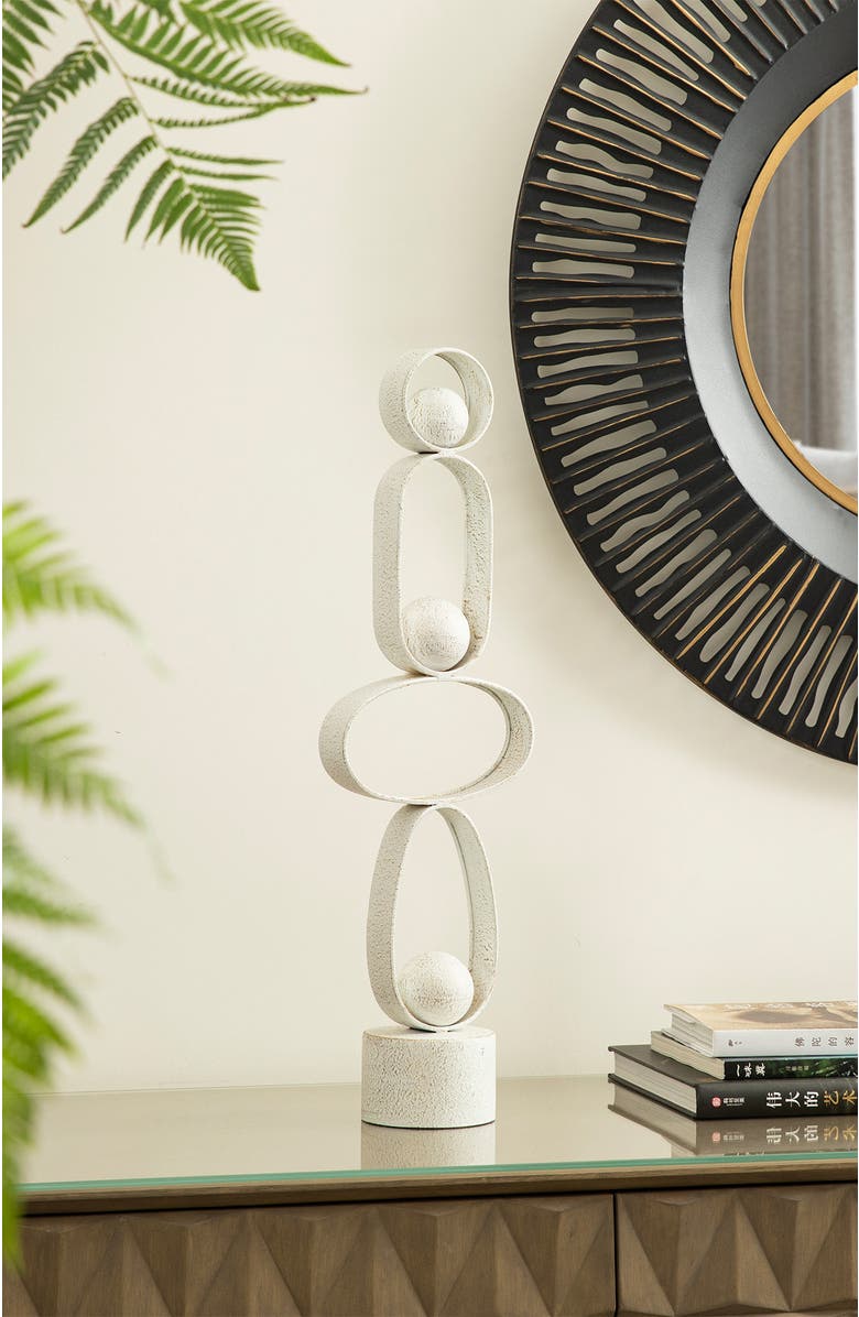 Glitzhome 25.50"H Modern Abstract White Metal Sculpture Table Decor, Alternate, color, White