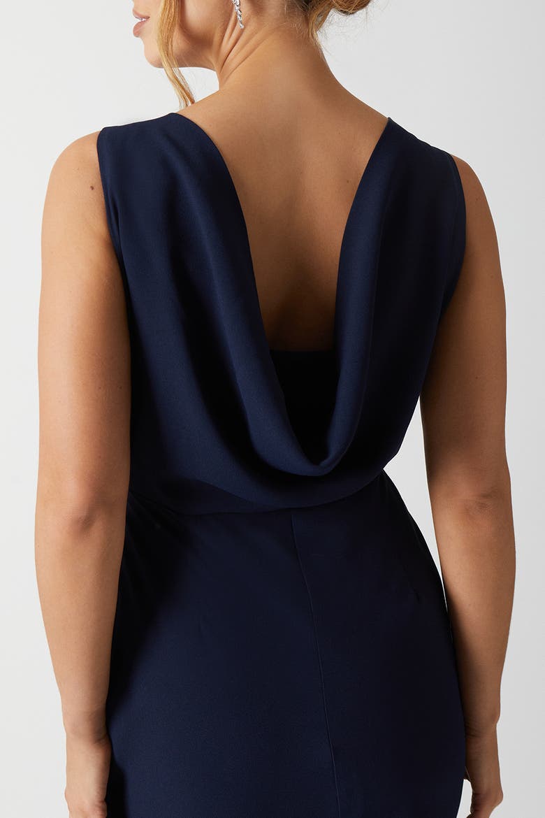 Cowl Back Maxi Bridesmaid Dress, Alternate, color, Navy
