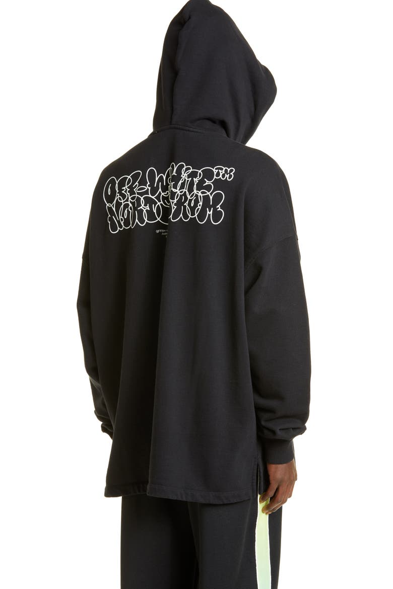 Embroidered Cotton Logo Hoodie (Nordstrom Exclusive), Alternate, color, BLACK/ WHITE