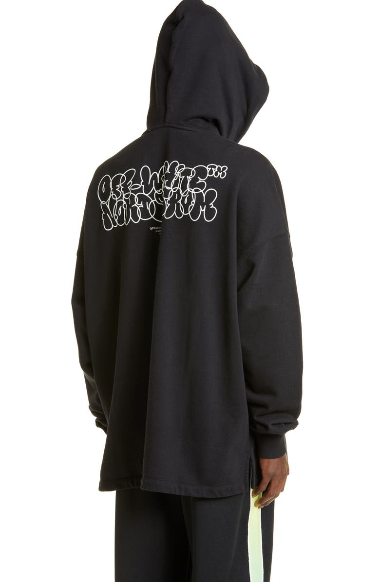 Off-White Embroidered Cotton Logo Hoodie, Alternate, color, 