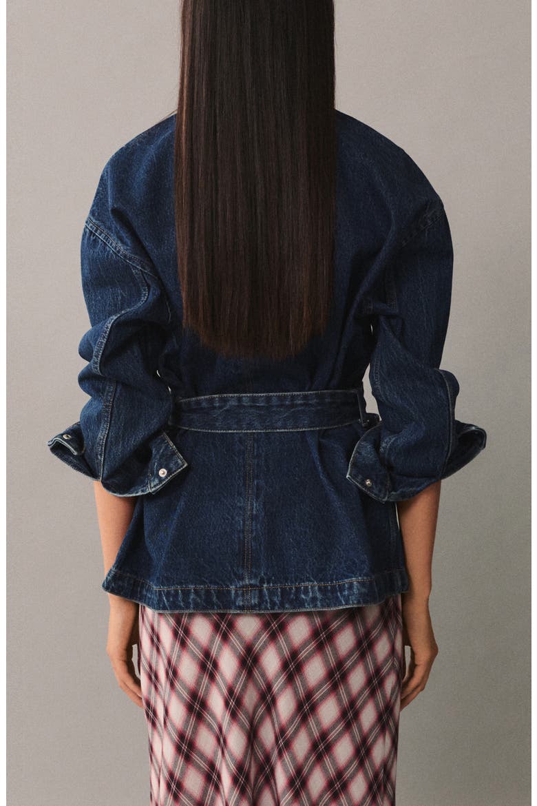 Belted Denim Jacket, Alternate, color, DARK BLUE