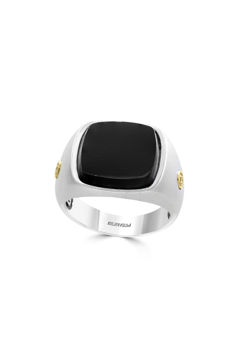 Sterling Silver Onyx Signet Ring, Alternate, color, BLACK