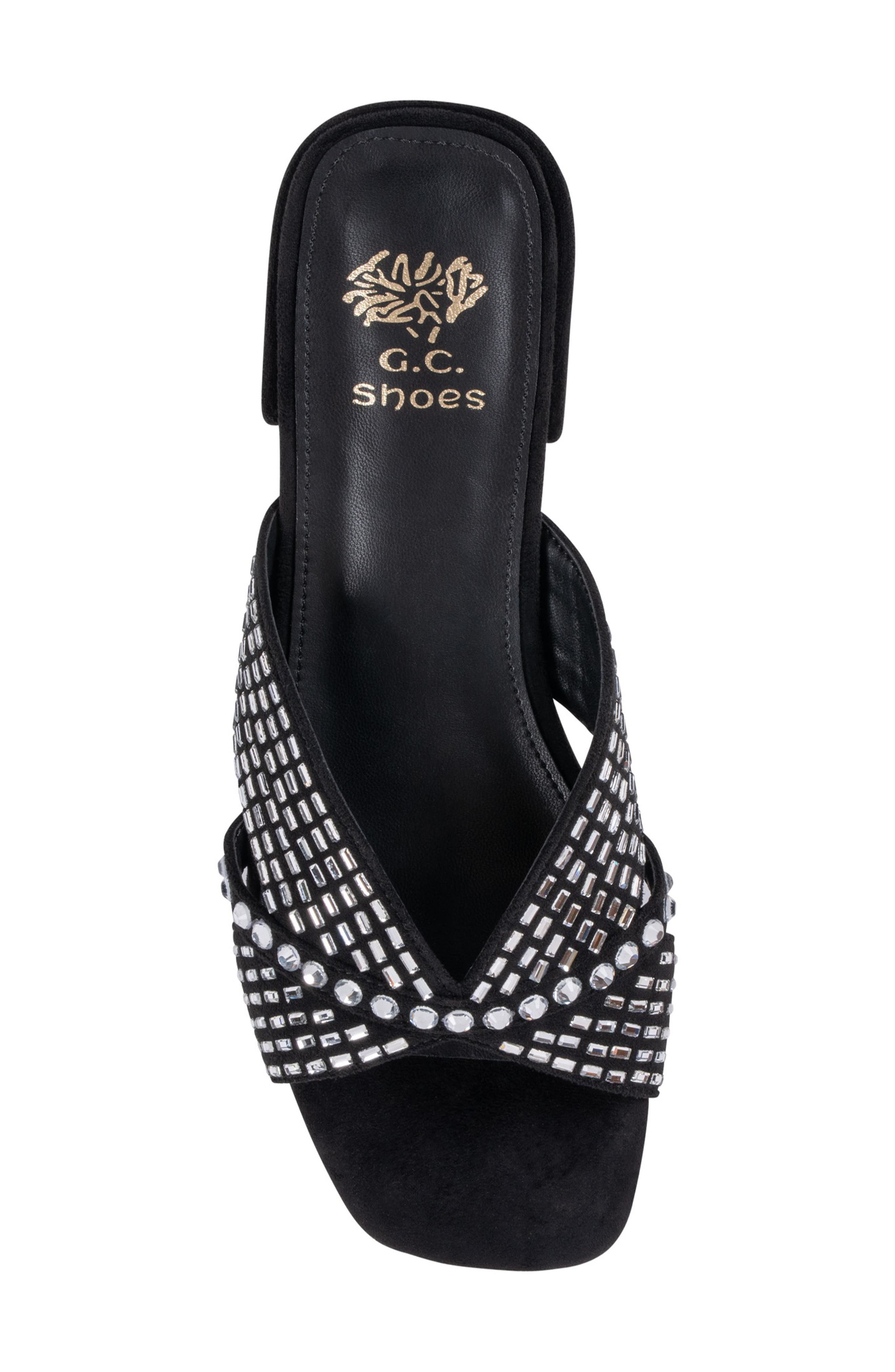 GOOD CHOICE NEW YORK Elara Embellished Slide Sandal, Alternate, color, Black