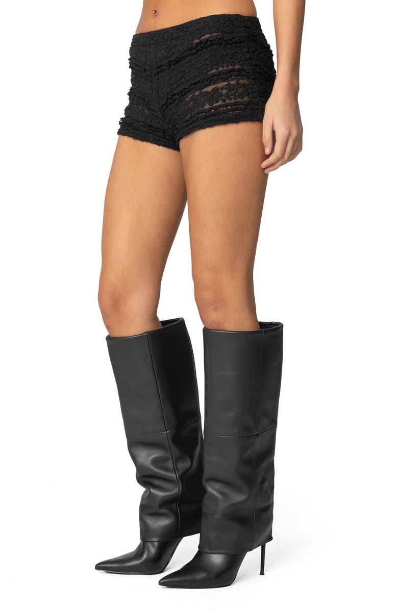 EDIKTED Maisley Sheer Lace Shorts, Alternate, color, Black