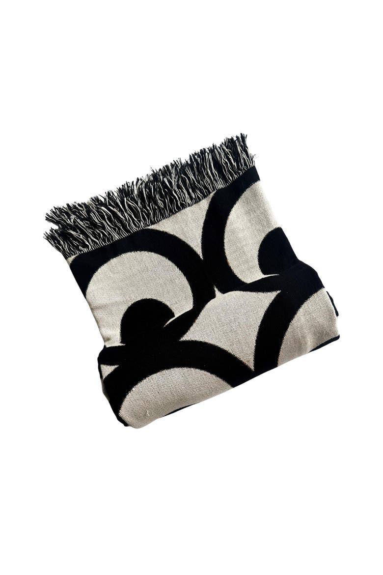 Mate Masie Cotton Knit Blanket, Main, color, Black And White