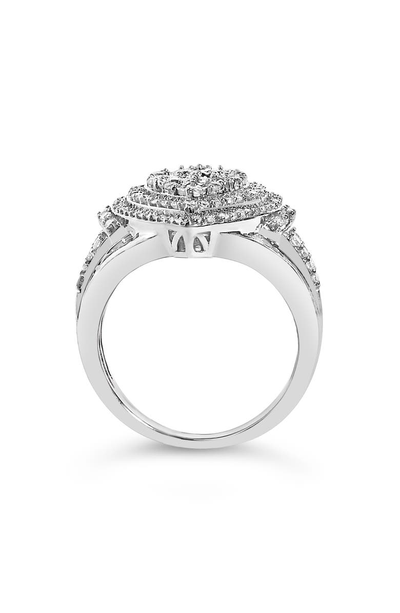 Haus of Brilliance Sterling Silver 1 Cttw Diamond Pear-Shaped Triple Halo Cluster Ring, Alternate, color, Silver