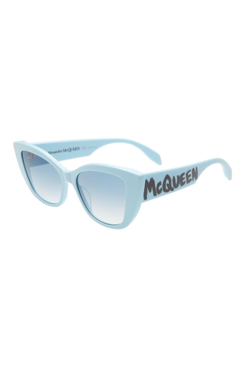 Alexander McQueen 54mm Cat Eye Sunglasses, Alternate, color, LIGHT-BLUE