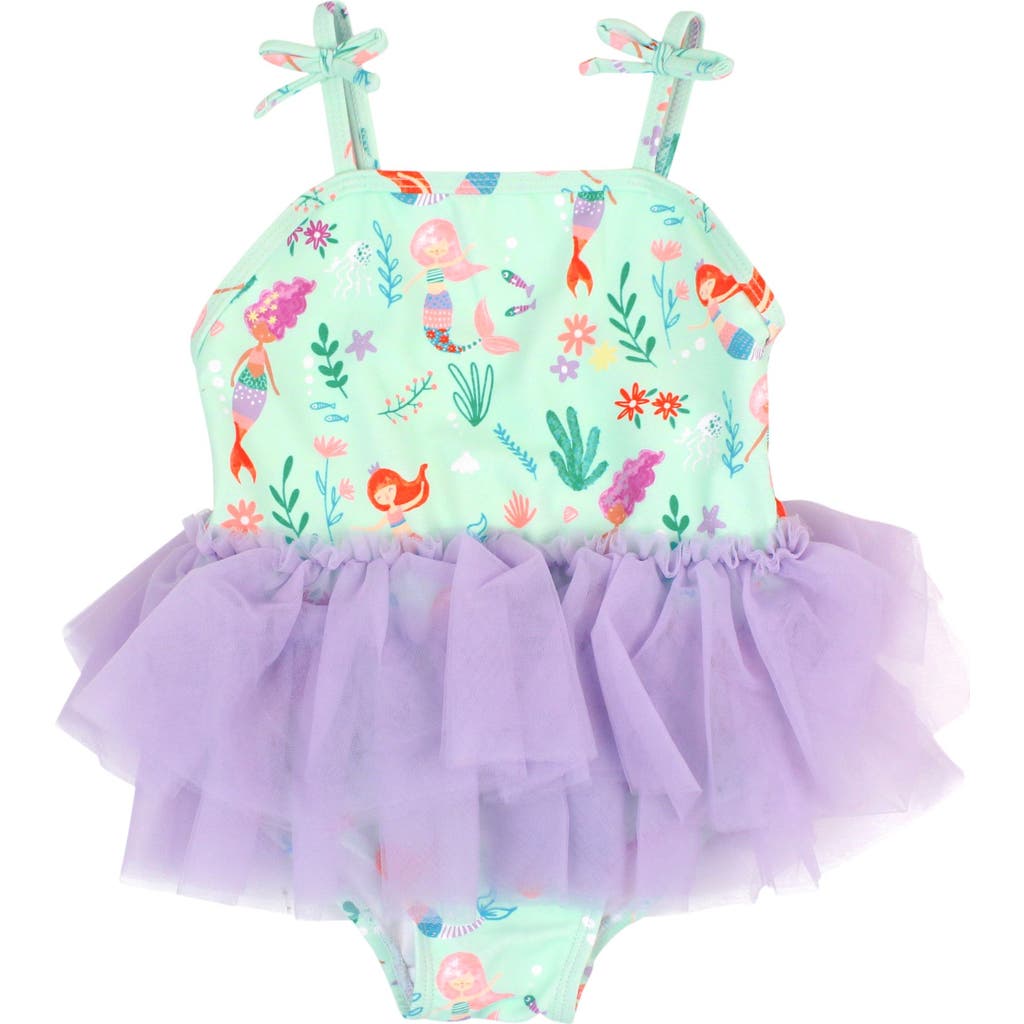 Rufflebutts Toddler Girls Upf50+ Tulle Skirted One Piece In Mermaid Princess