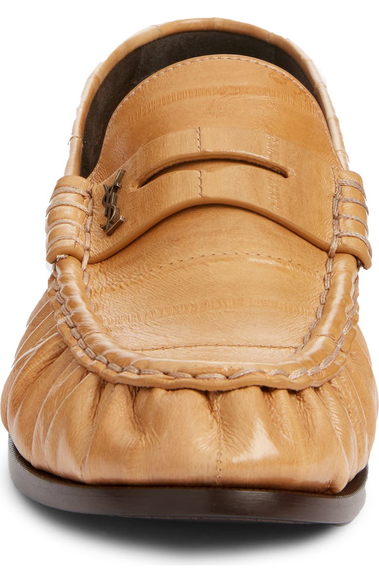 Saint Laurent Eelskin Embossed Loafer, Alternate, color, Soft Beige