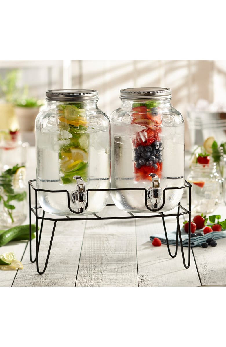 American Atelier Clifford Set of 2 Infuser Beverage Dispensers with Stand, Alternate, color, 