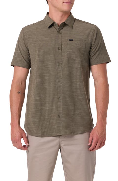 UPF Slub Short Sleeve Button Up Shirt