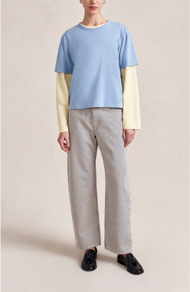 La Ligne Short Sleeve Boyfriend Tee, Main, color, Chambray