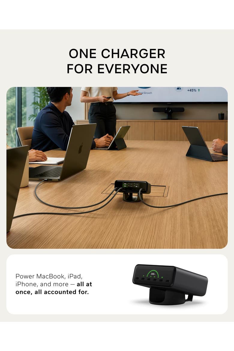 ChargeView 240W 6-Port USB-C GaN Desktop Charger with On-Demand LCD Display, Alternate, color, Space Black