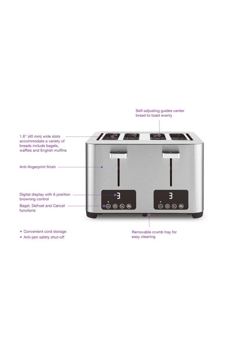 Salton Digital 4 Slice Toaster - Stainless Steel, Alternate, color, 