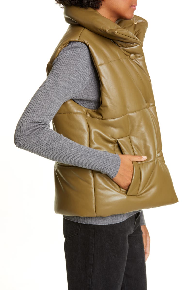 Nanushka Vegan Leather Puffer Vest, Alternate, color,