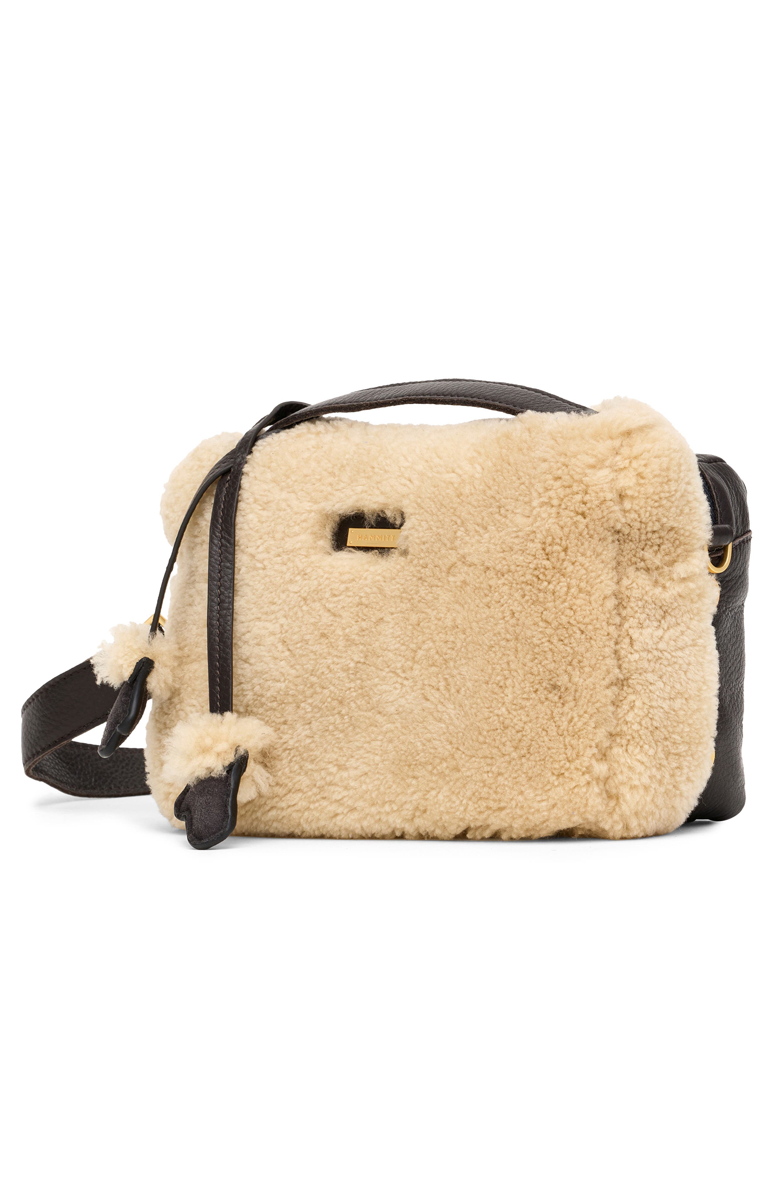 HAMMITT Small Evan Genuine Shearling Crossbody Bag, Alternate, color, Sundance Shearling/Gold