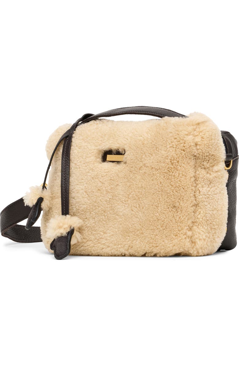 HAMMITT Small Evan Genuine Shearling Crossbody Bag, Alternate, color, Sundance Shearling/Gold