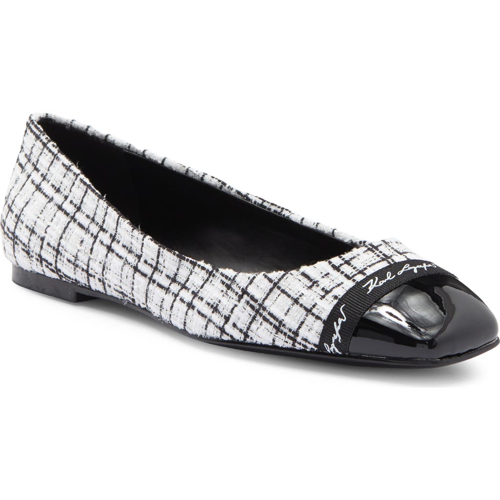 Shop Karl Lagerfeld Paris Zofia Cap Toe Tweed Flat