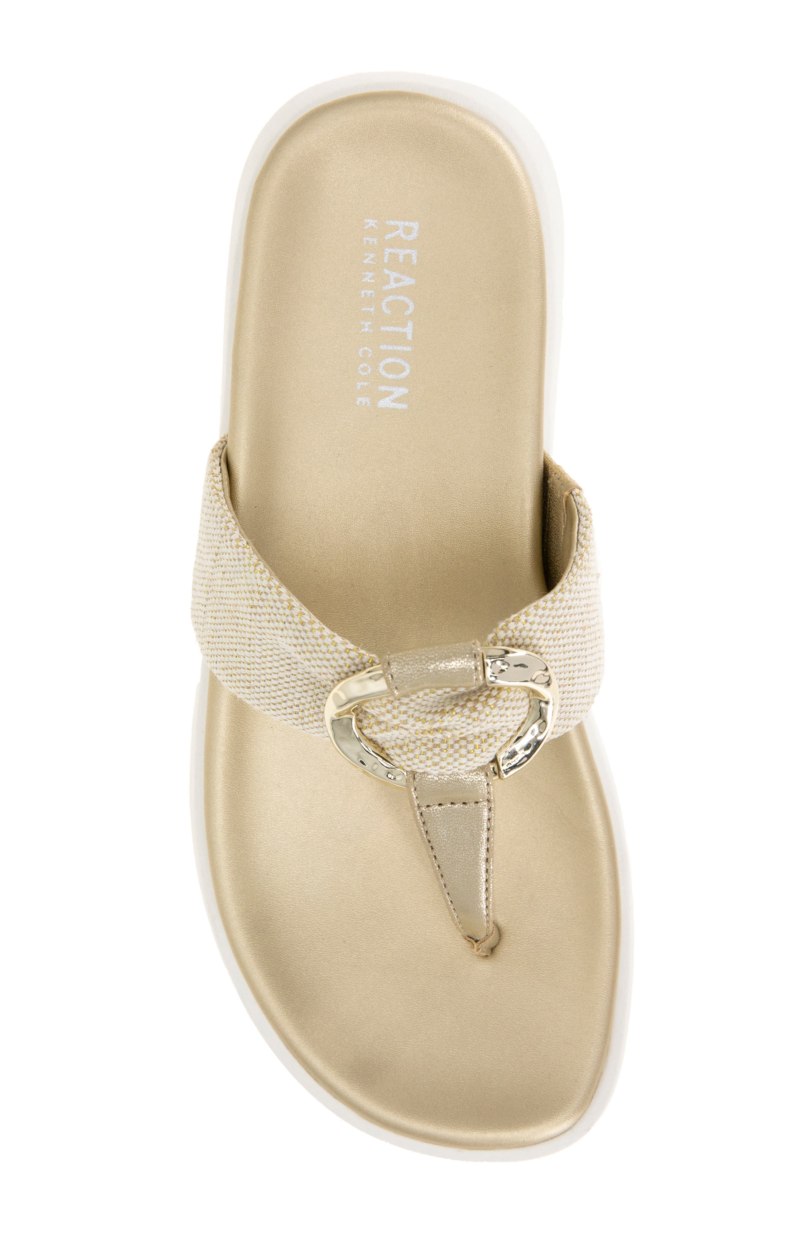 Reaction Kenneth Cole Tina Thong Sandal, Alternate, color, Soft Gold Canvas