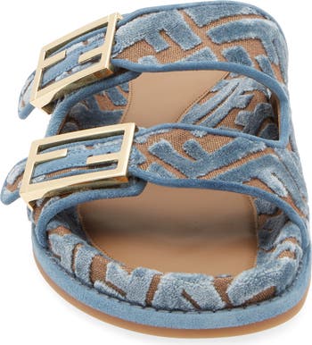 Fendi Feel Velvet Jacquard Dual Strap Slide Sandal (Women Fendi Feel Velvet Jacquard Dual Strap Slide Sandal (Women