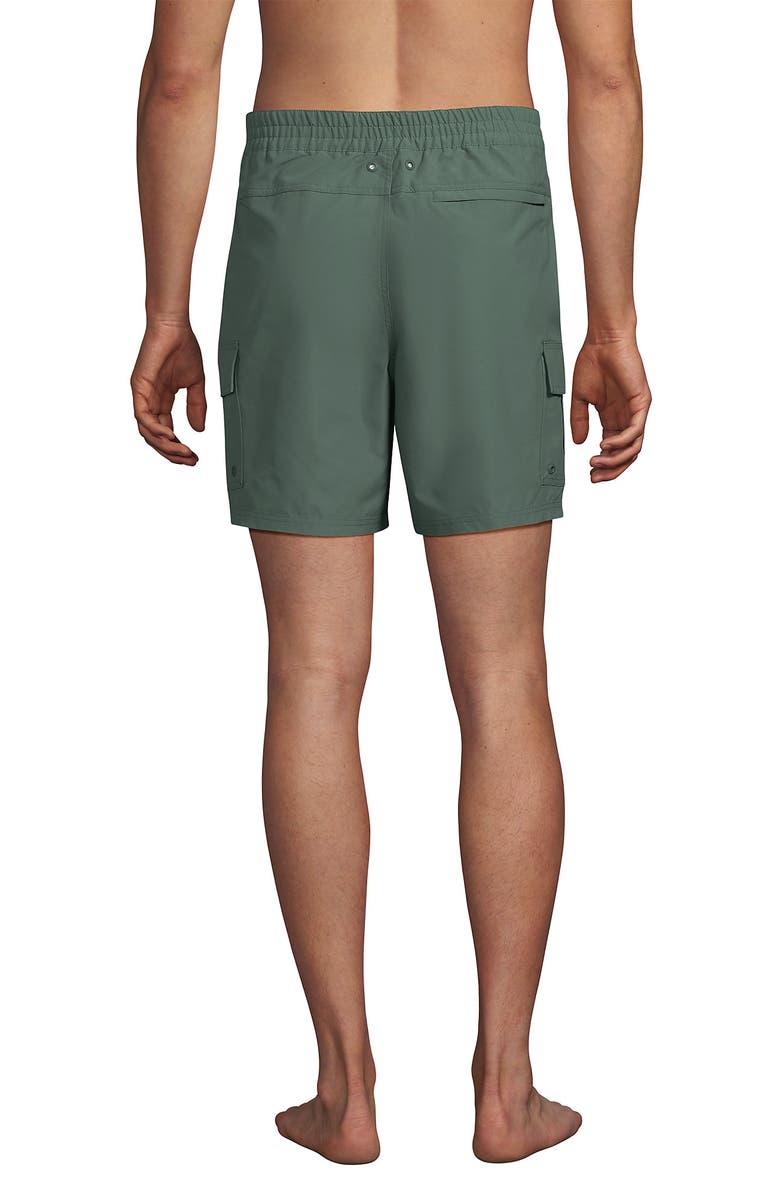 Lands' End 7" Quick Dry Cargo Swim Short, Alternate, color, Eucalyptus