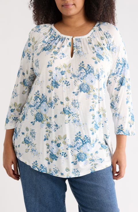 Floral Raglan Sleeve Top (Plus)