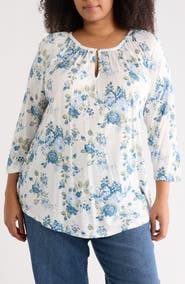 Lucky Brand Floral Raglan Sleeve Top