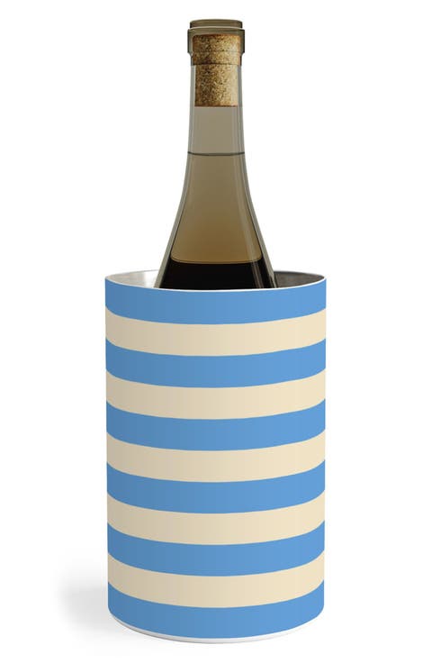 Blue and White Stripe Stainless Steel Wine Chiller