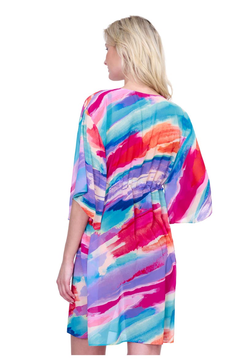 Palma De Mallorca V-Neck Beach Dress with Adjustable Tie, Alternate, color, MULTI