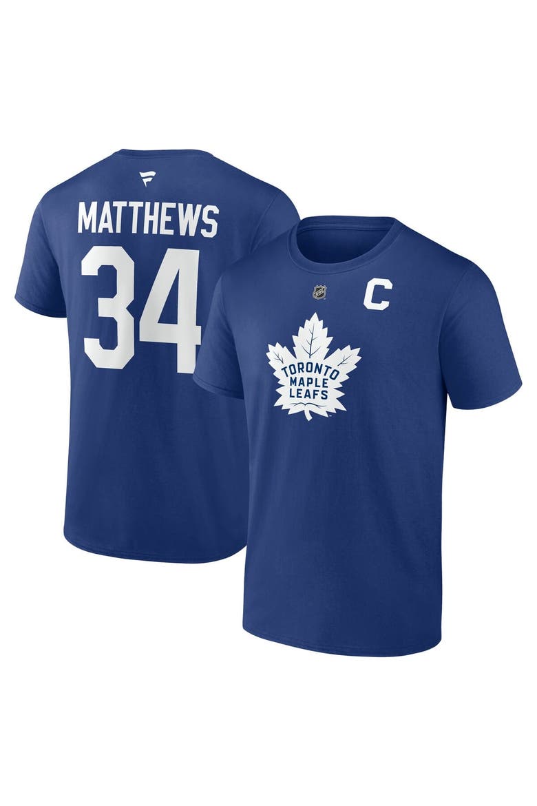 Men's Fanatics Auston Matthews Blue Toronto Maple Leafs Authentic Stack Name & Number T-Shirt, Main, color, Blue
