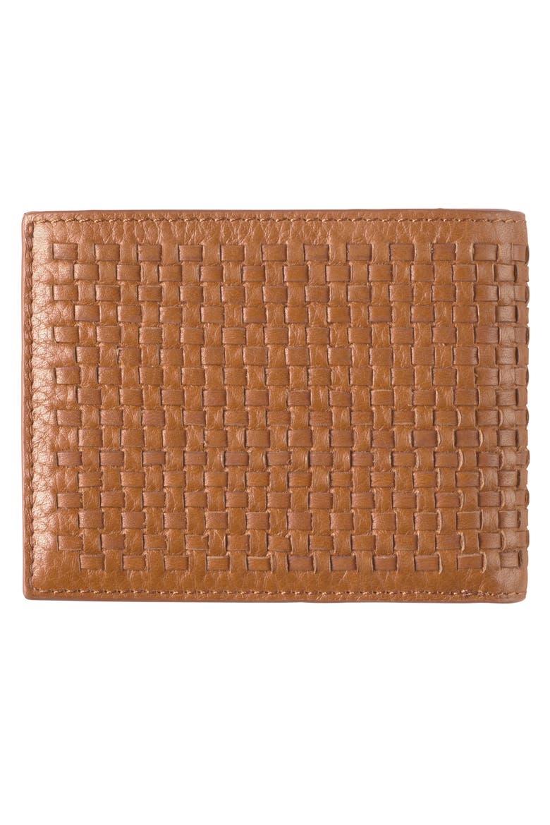 Kingston Woven Leather Bifold Wallet, Alternate, color, BROWN
