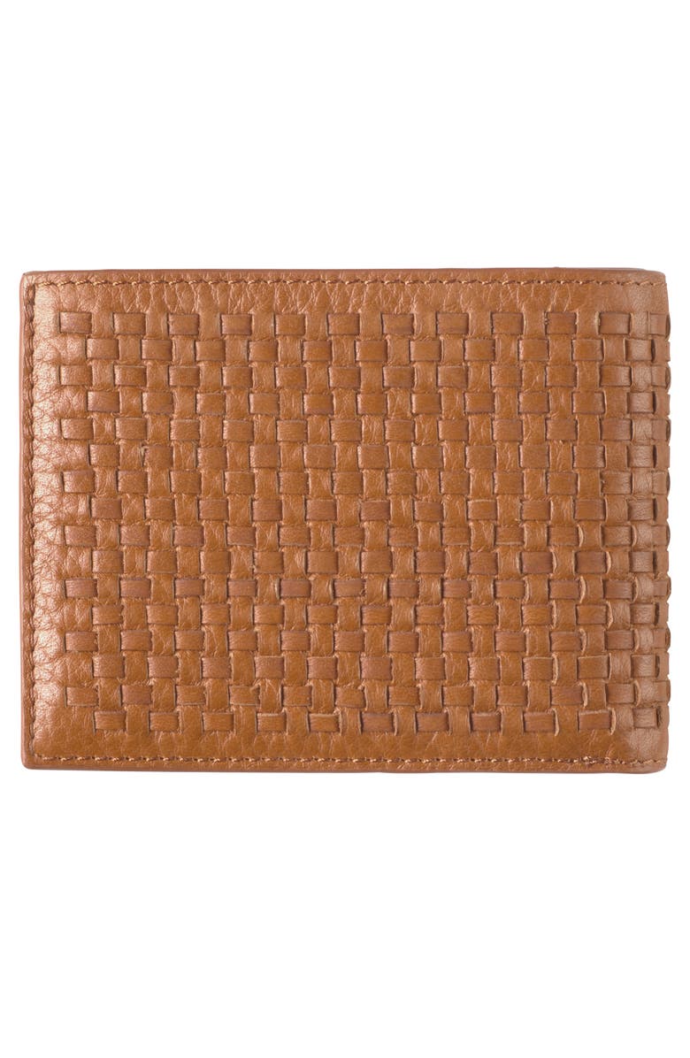 Johnston & Murphy Kingston Woven Leather Bifold Wallet, Alternate, color, Brown