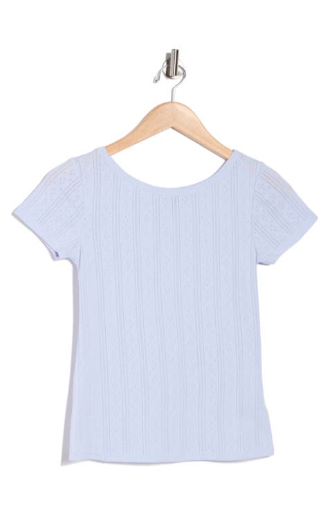 Boat Neck Pointelle T-Shirt