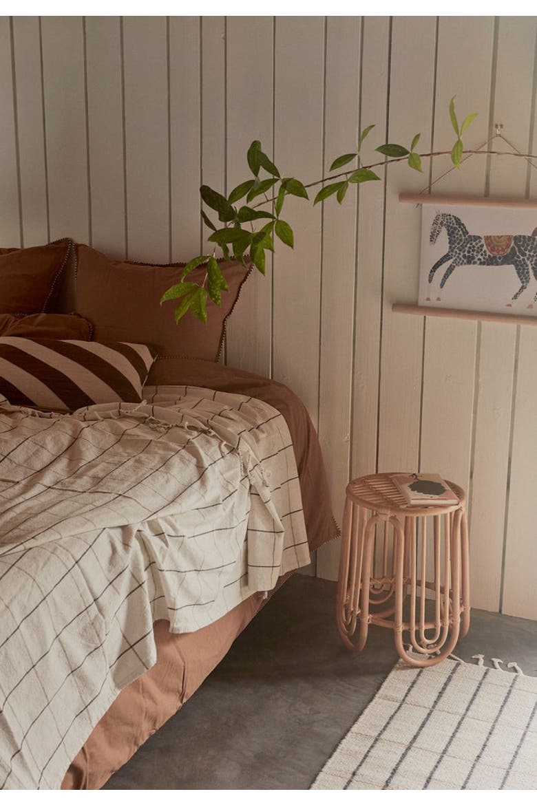 Grid Bed Cover, Alternate, color, Offwhite / Anthracite