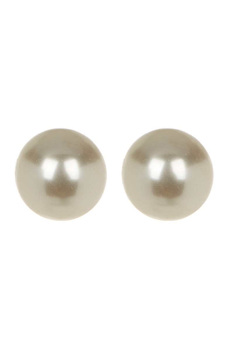 NORDSTROM RACK 12mm Sterling Silver Faux Pearl Stud Earrings, Main, color, White/Silver