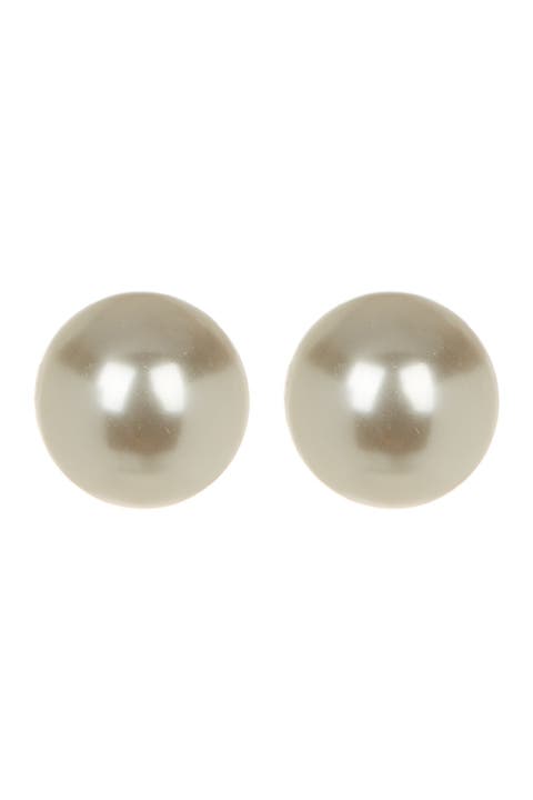 12mm Sterling Silver Faux Pearl Stud Earrings