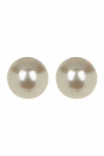 NORDSTROM RACK 12mm Sterling Silver Faux Pearl Stud Earrings