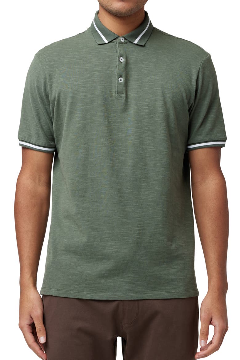 Match Point Tipped Slub Short Sleeve Polo, Main, color, CLOVER