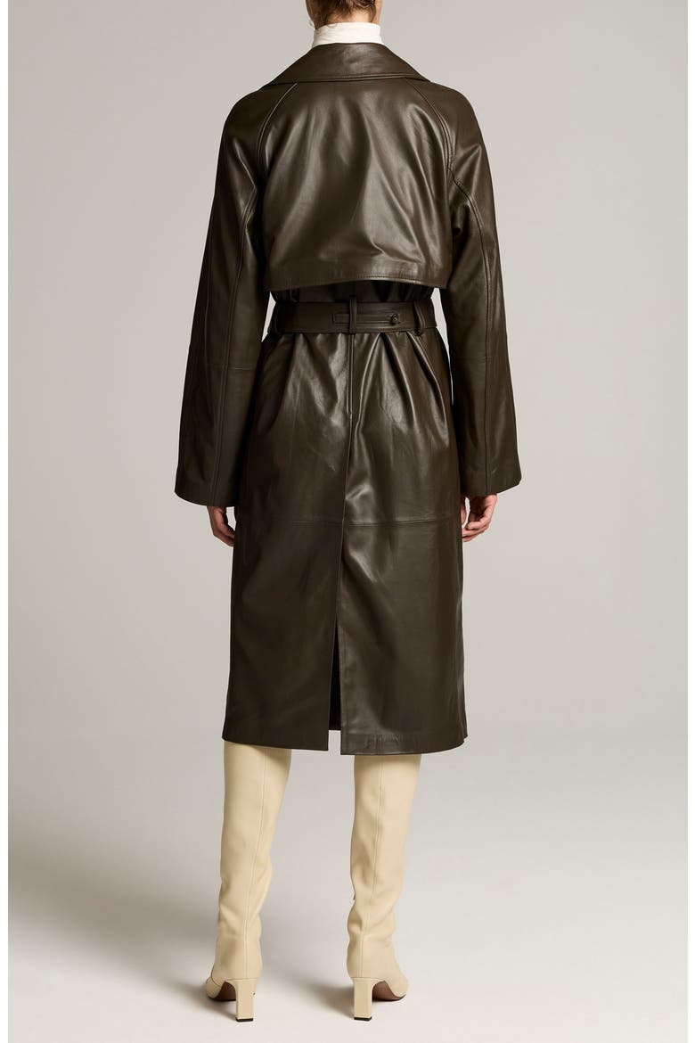 Leather Trench Coat, Alternate, color, PINEWOOD