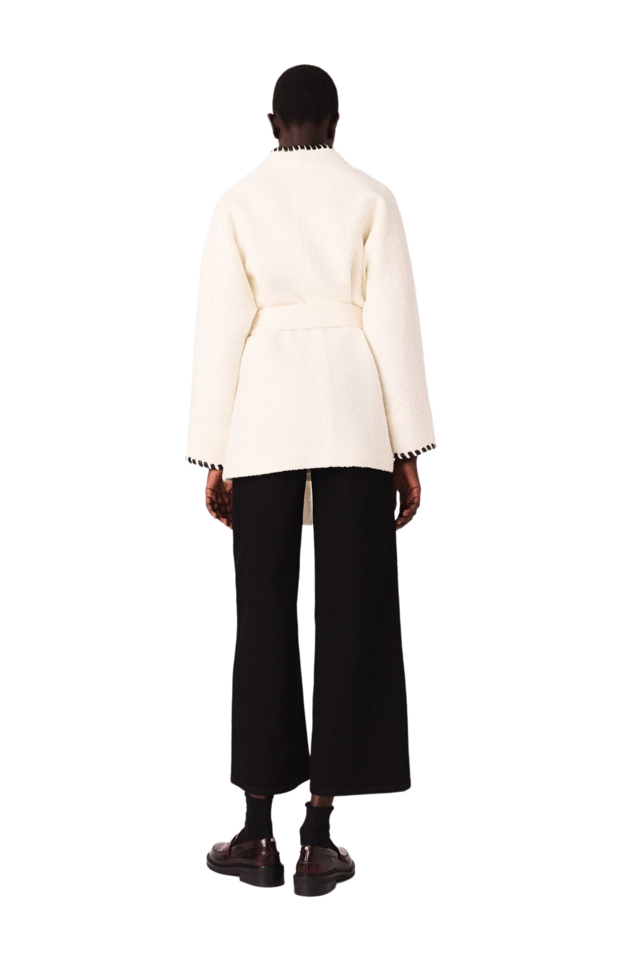 Lined coat with contrasting ribbon - image 2