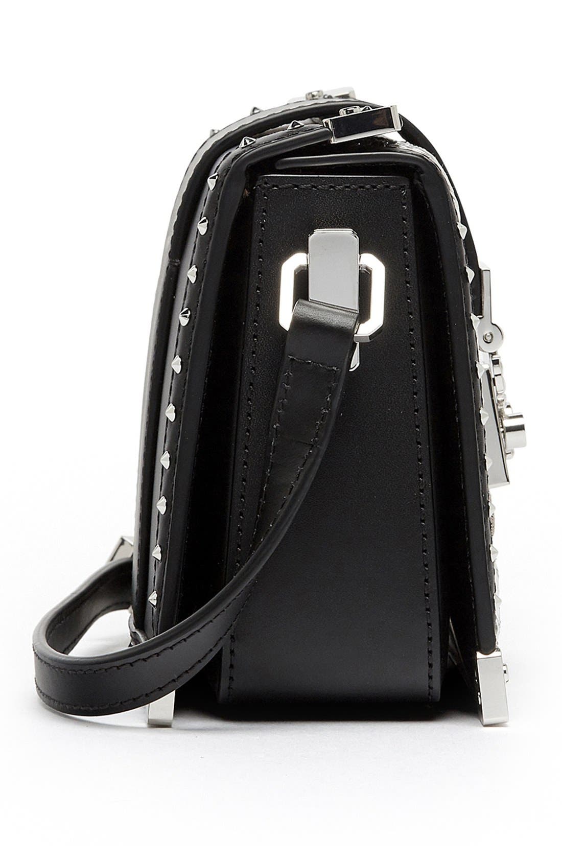 'Mini Mitte - Brocade' Embellished Leather Crossbody Bag, Alternate, color, BLACK