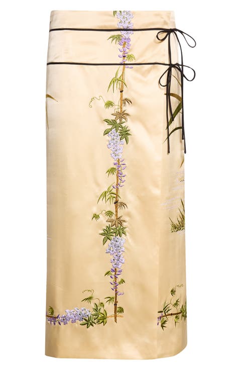Demi-Couture Embroidered Silk Midi Skirt