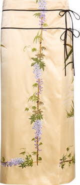 CONNER IVES Demi-Couture Embroidered Silk Midi Skirt