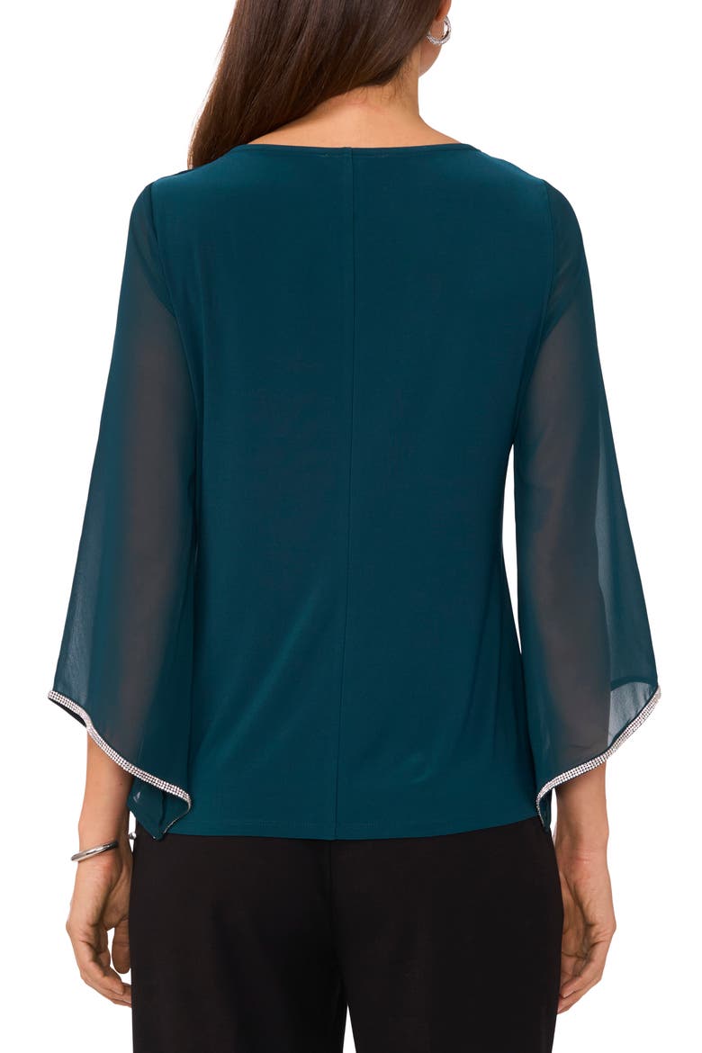 Rhinestoe Keyhole Chiffon Sleeve Top, Alternate, color, JASPER GREEN