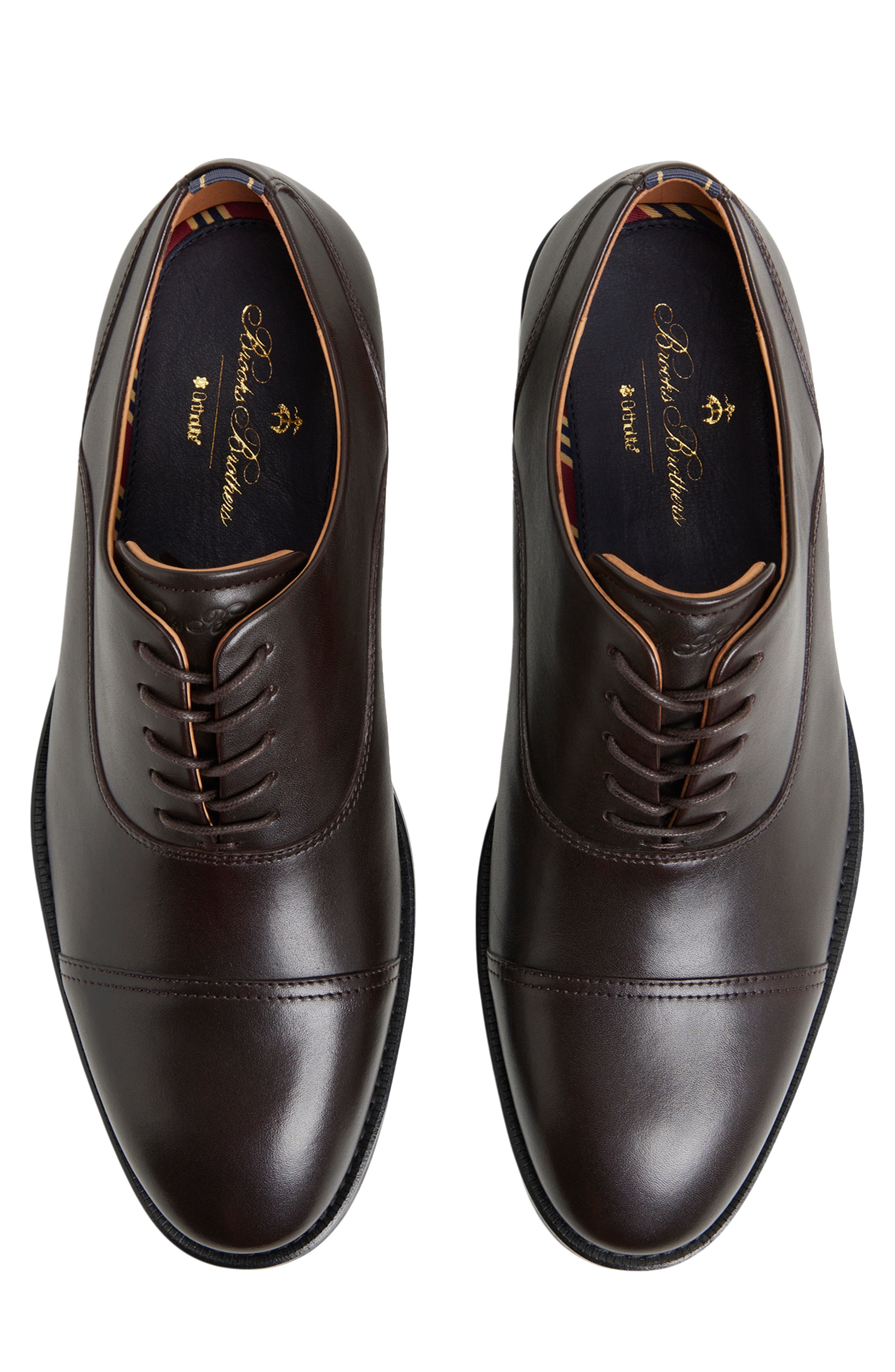 Brooks Brothers Cassel Cap Toe Oxford, Alternate, color, Dark Brown