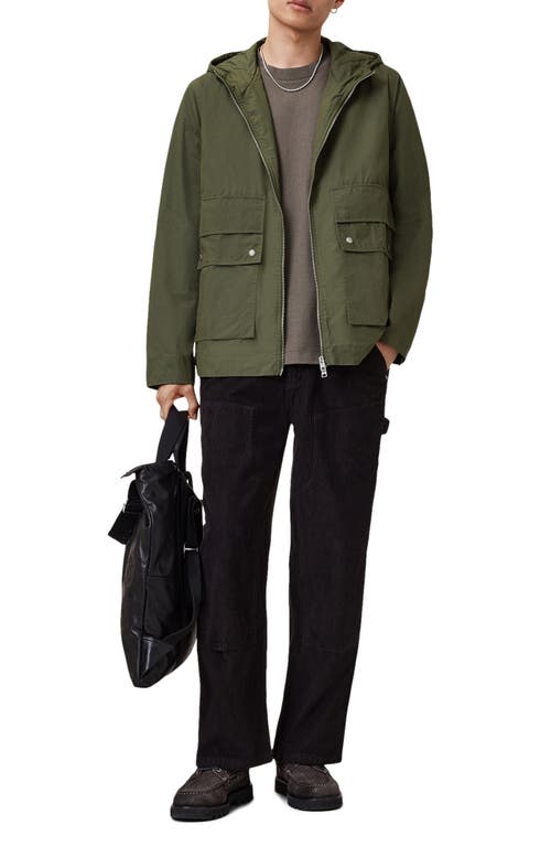 Allsaints Mens Khaki Green Morton Hooded Cotton Blend Jacket In Green