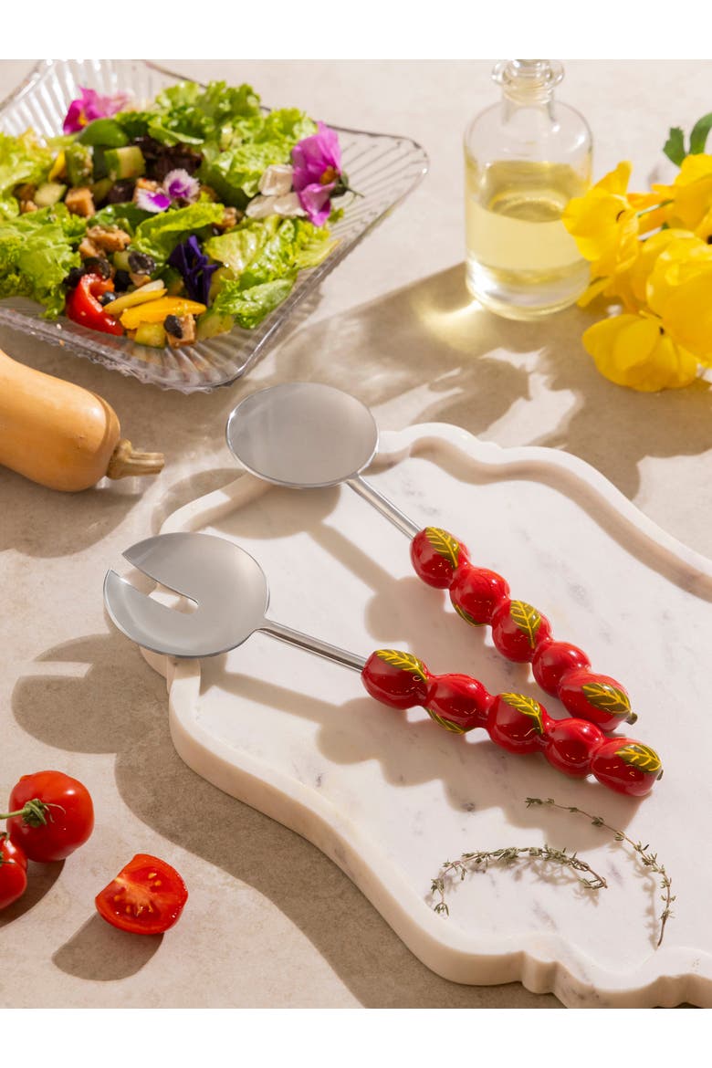 Very Berry Salad Servers, Alternate, color, Red & Silver